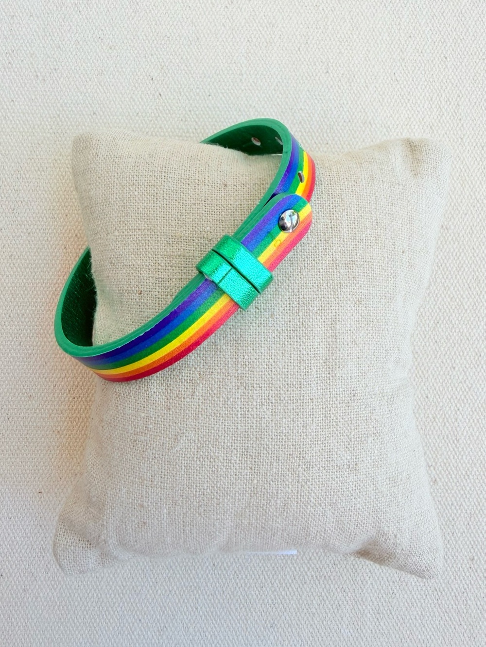 *Single Leather Bracelet Band* KEEP COLLECTIVE~Retired Emerald Green/Rainbow
